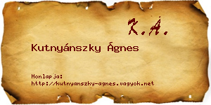 Kutnyánszky Ágnes névjegykártya